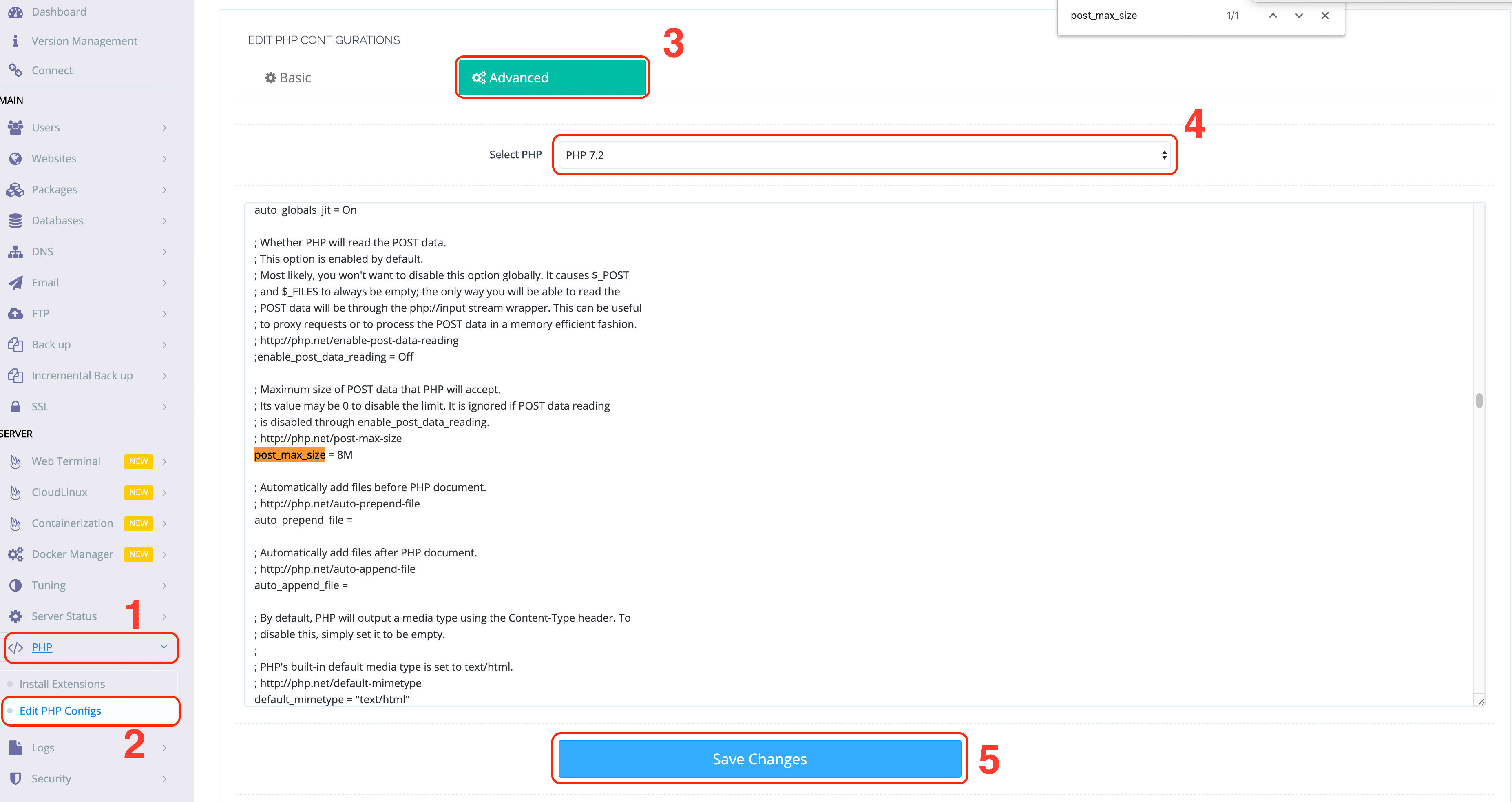 Change-Parameters-PHP-CyberPanel