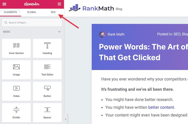 Combination of Rankmath & Elementor