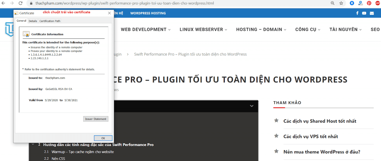 Cách kiểm tra chứng chỉ Goget SSL Bước 3