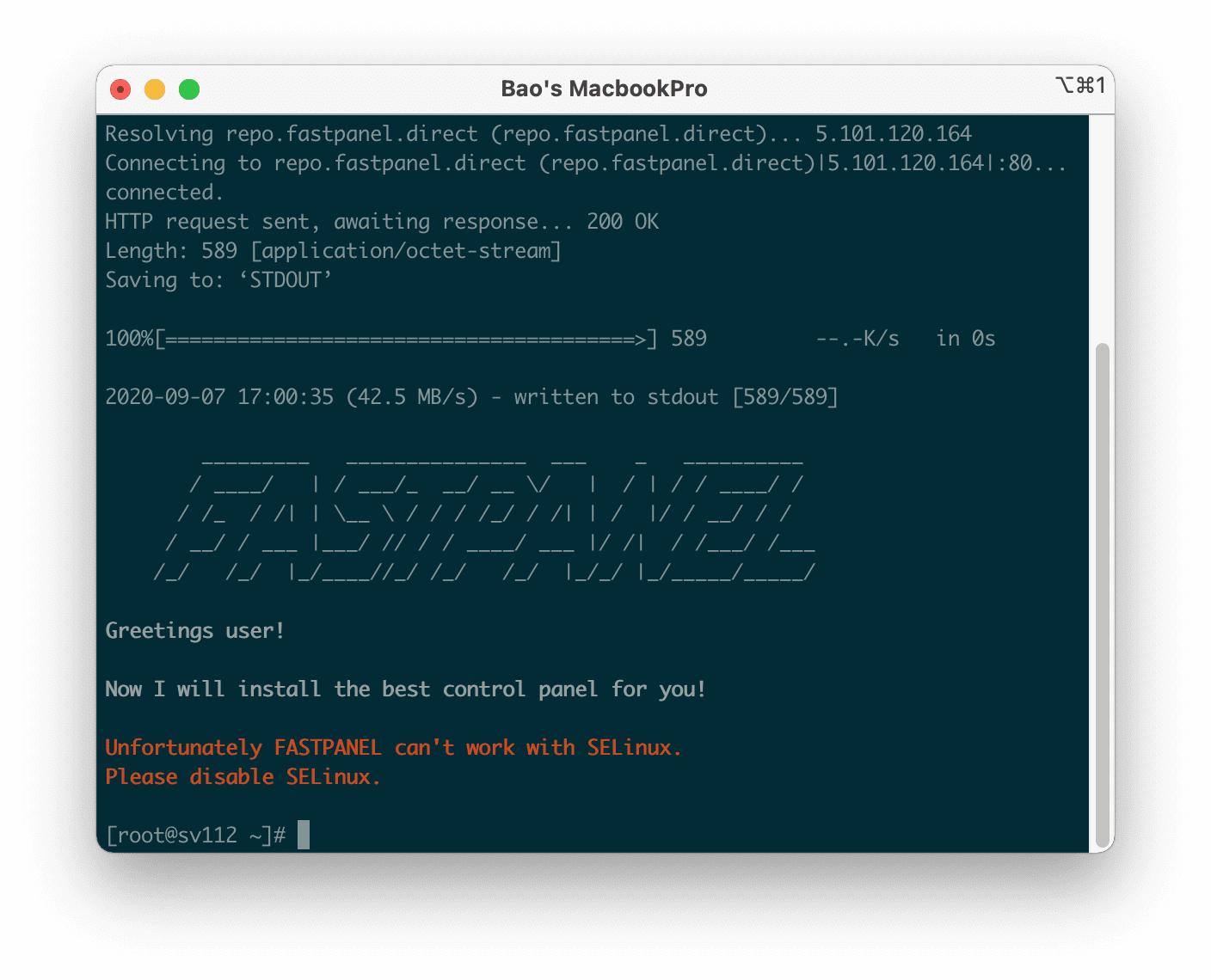 install FASTPANEL into CentOS 7