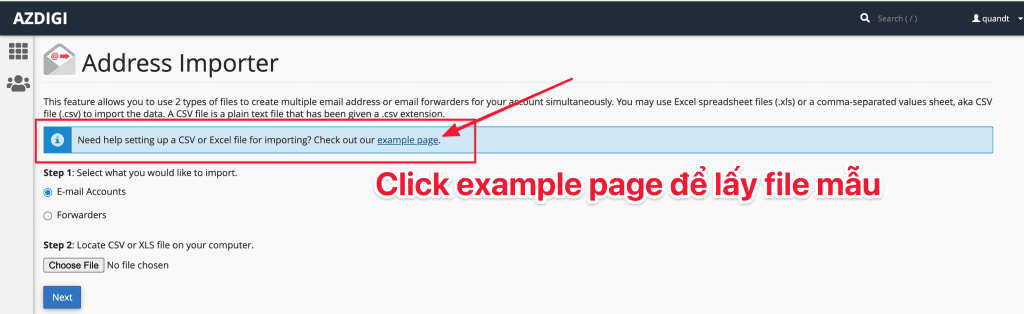 Hướng dẫn sử dụng Address Importer cPanel.