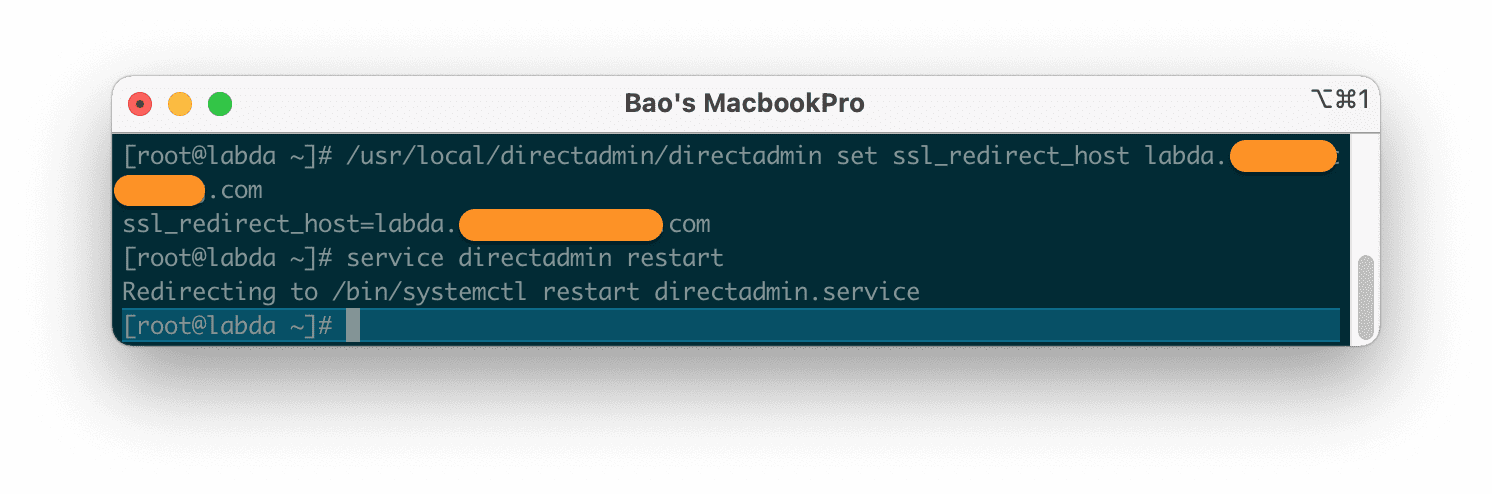 cài đặt SSL cho Hostname DirectAdmin - Installing an SSL certificate for your hostname using LetsEncrypt