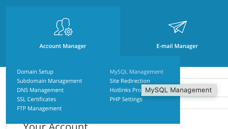 create the database on DirectAdmin