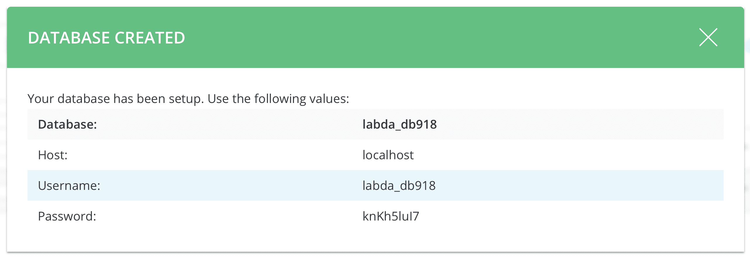 create the database on DirectAdmin