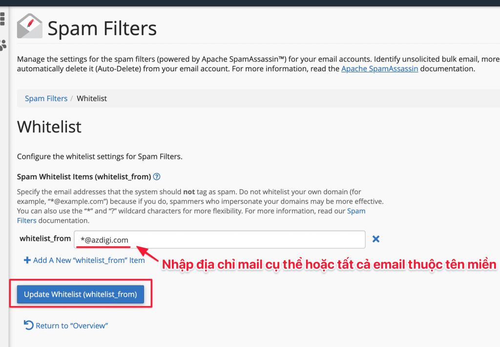 Hướng dẫn sử dụng Spam Filters cPanel