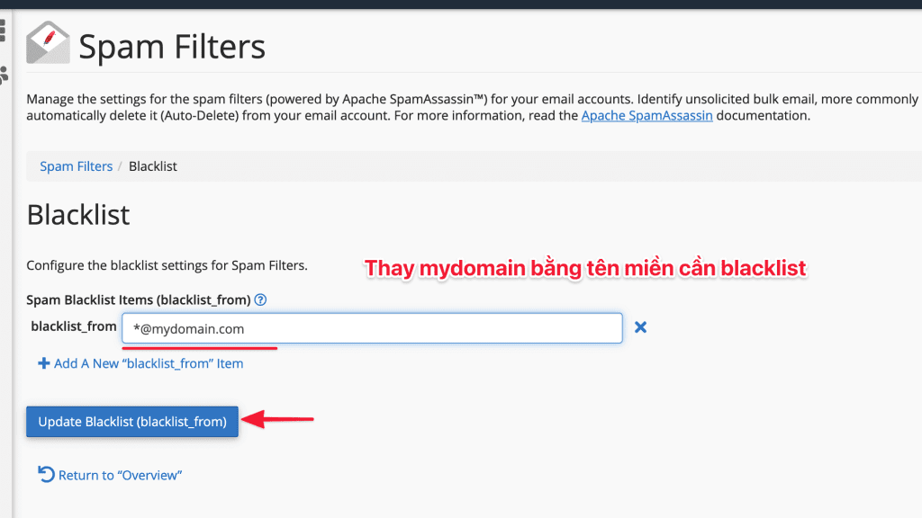 Hướng dẫn sử dụng Spam Filters cPanel