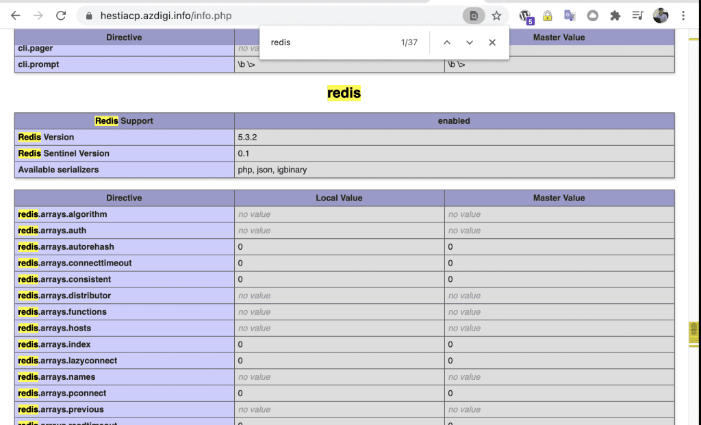 cài đặt cấu hình Redis lên HestiaCP