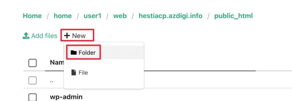 use File Manager on HestiaCP