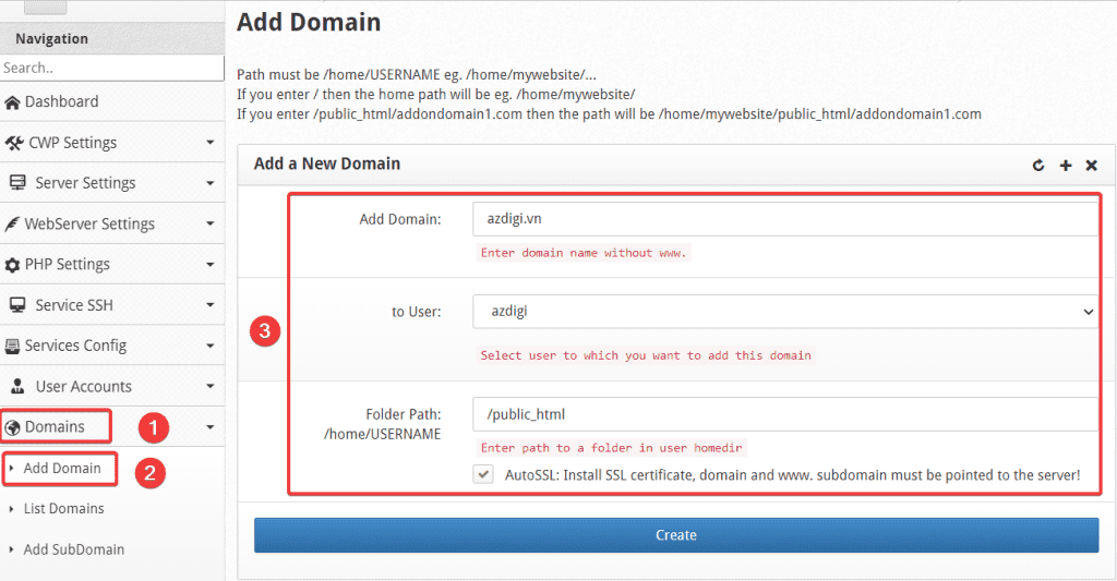 How to add an Addon/SubDomain to Centos Web Panel