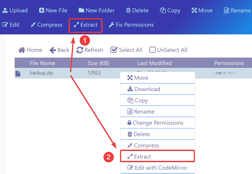 sử dụng File Manager