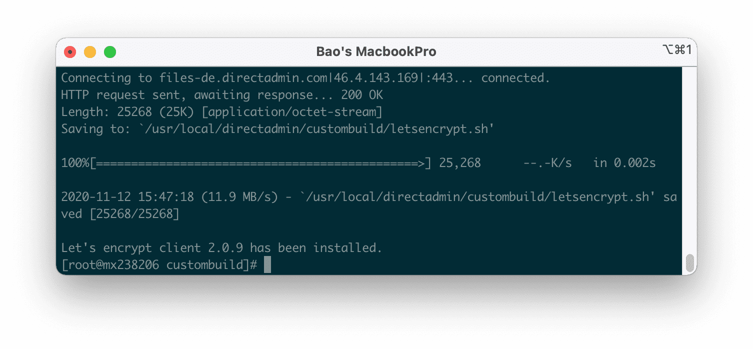 enable Bật tính năng LetsEncrypt trên DirectAdmin