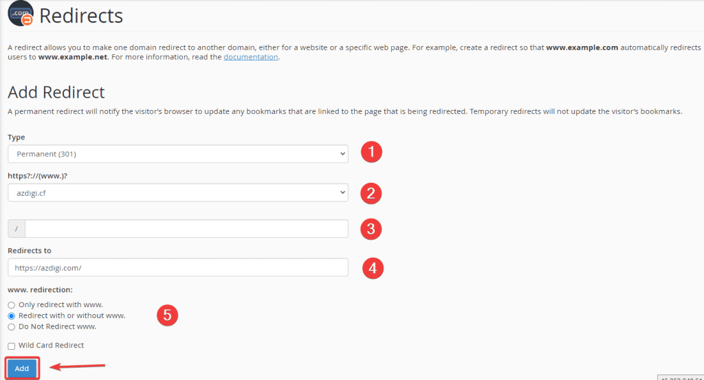 Sử dụng tính năng Redirects trên cPanel