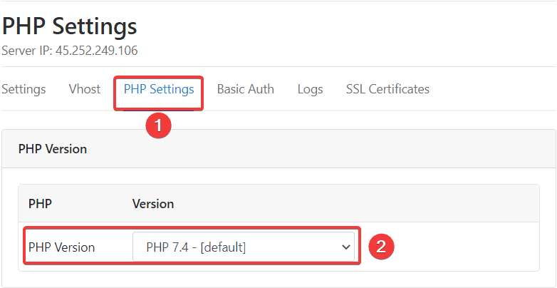 Change the PHP version and configuration on CloudPanel