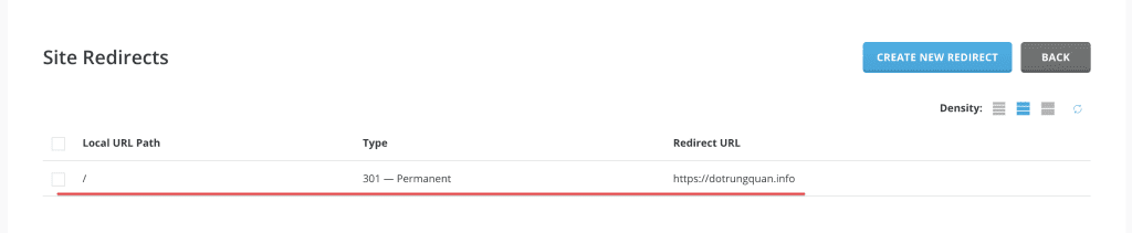 Site Redirects trên DirectAdmin