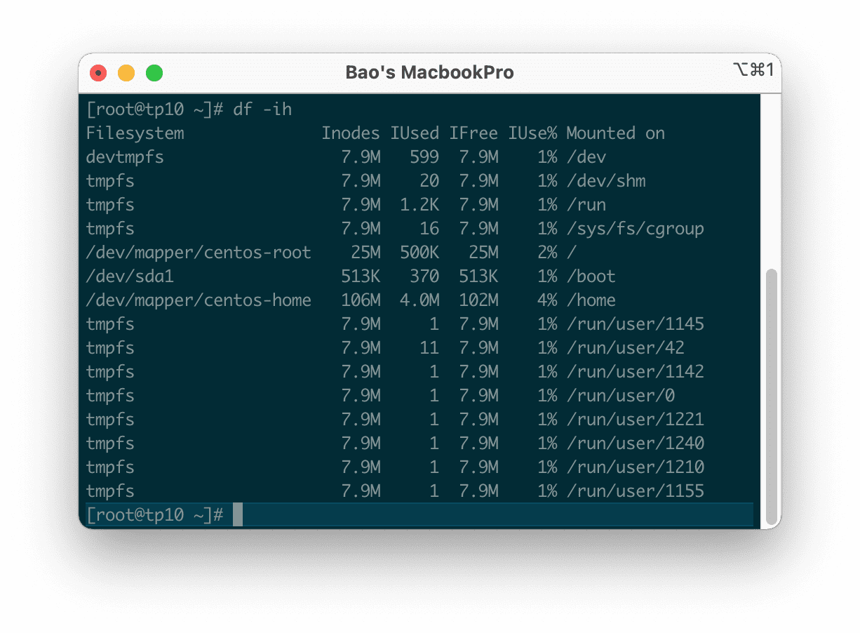 Check the number of inodes on the Linux server.