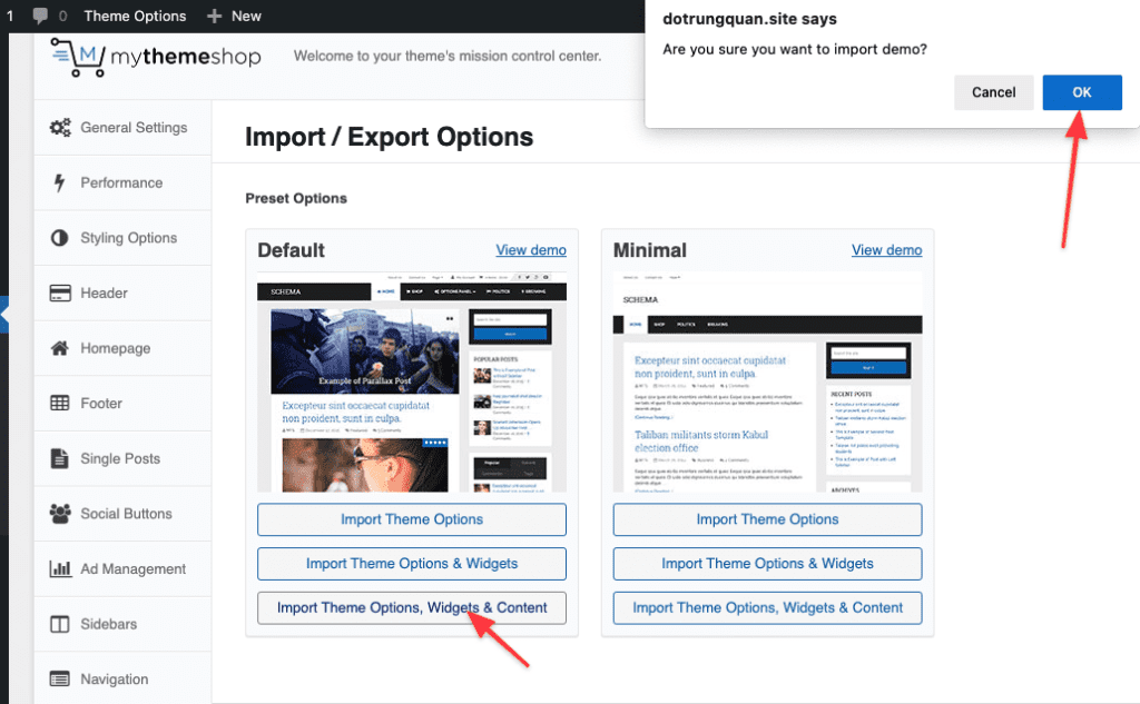 How to install and import Demo Theme MyThemeShop