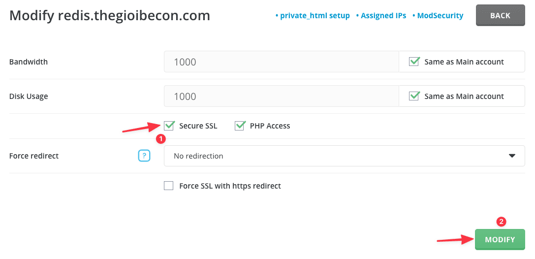 SSL is not enabled for this domain