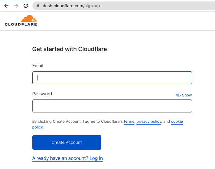 Sign up for a CloudFlare account