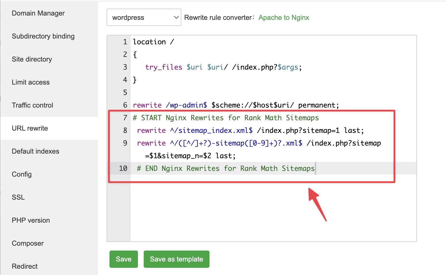 Fixing the 404 Sitemap error on aaPanel using Nginx