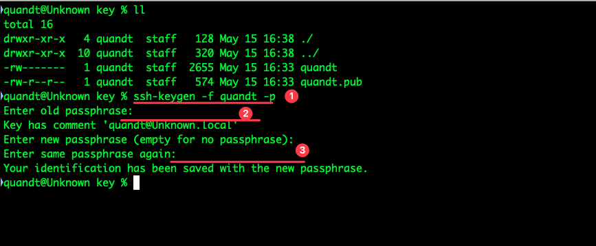 thay đổi Passphrase với ssh-keygen