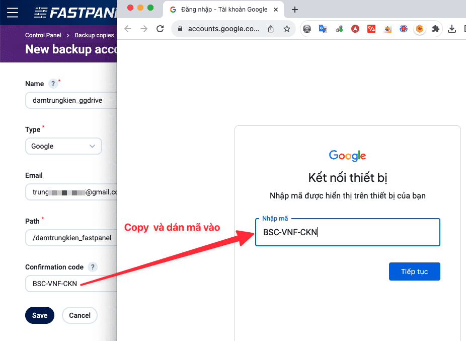 Hướng dẫn backup dữ liệu FastPanel lên Google Drive