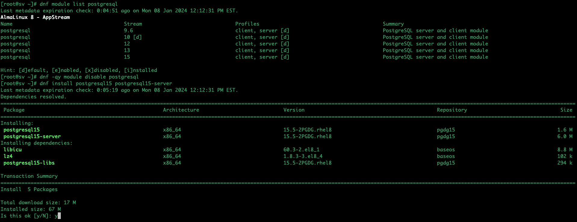 Cách cài đặt PostgreSQL 15 trên Almalinux 8