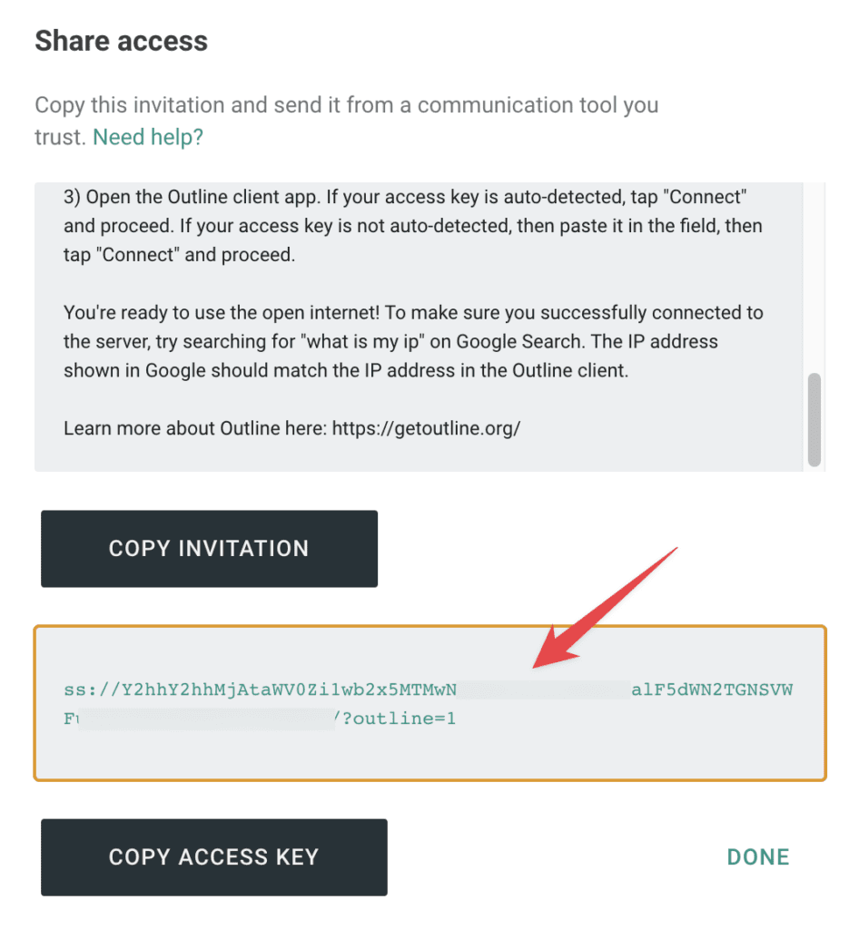 Share Outline access keys