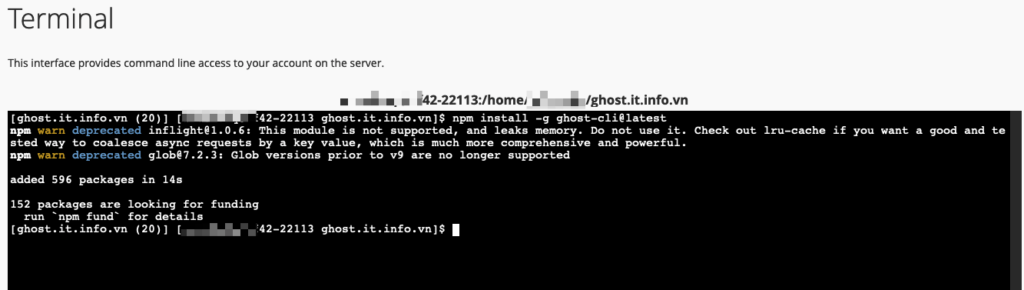Hướng dẫn cài Ghost CMS trên hosting cPanel