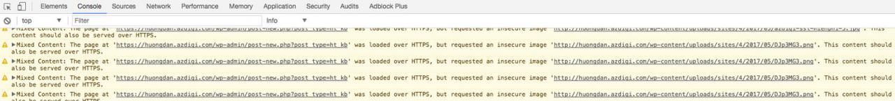 Các liên kết trên website chưa chuyển sang HTTPS nên báo lỗi.