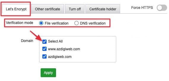 install a free SSL certificate