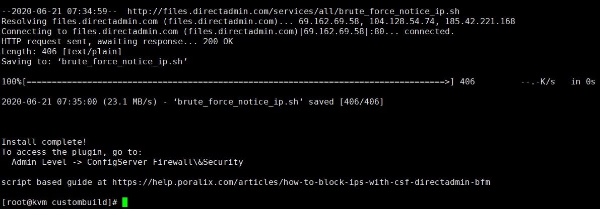 Install CSF on DirectAdmin