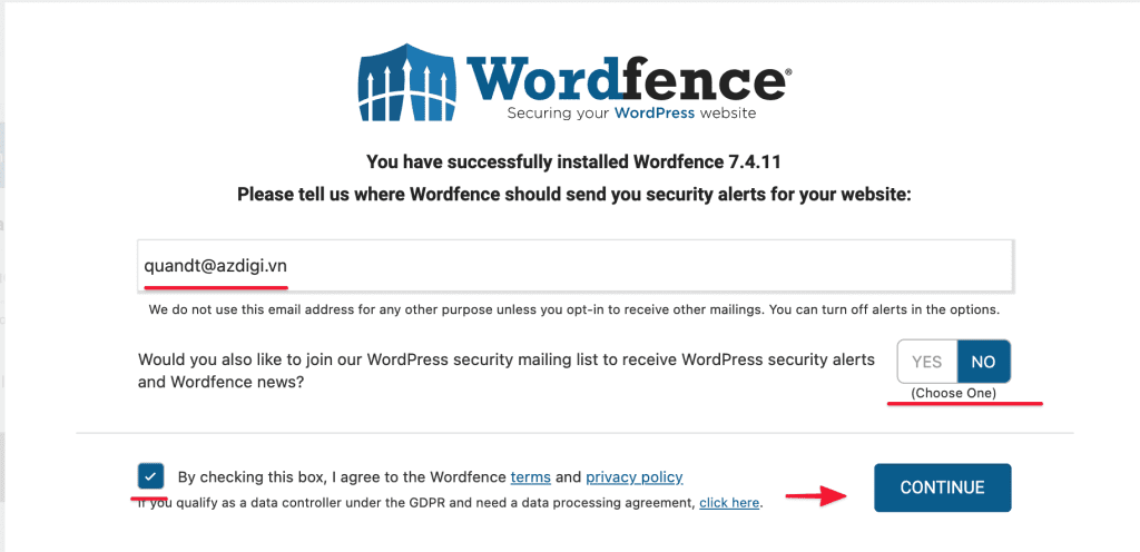 Secure WordPress website with Wordfence plugin 