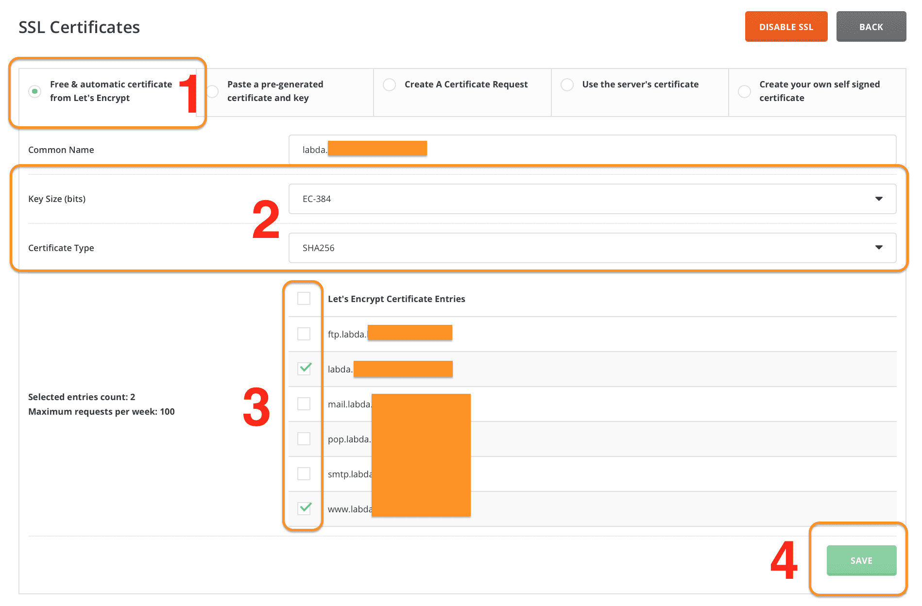 enable SSL Let's Encrypt on DirectAdmin