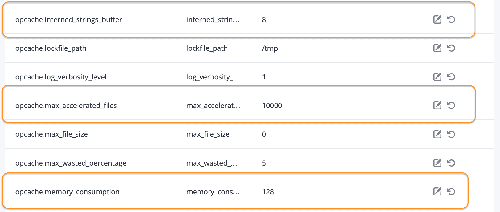 change OPCache parameter on FASTPANEL change config