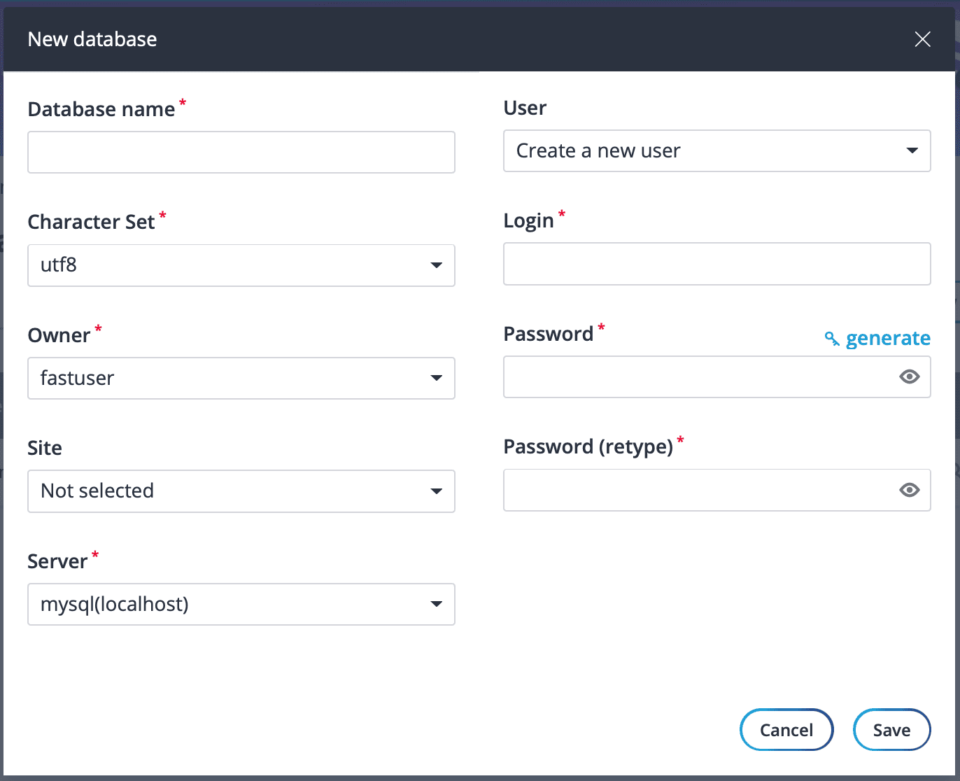 create a database on FASTPANEL - how to create database FASTPANEL