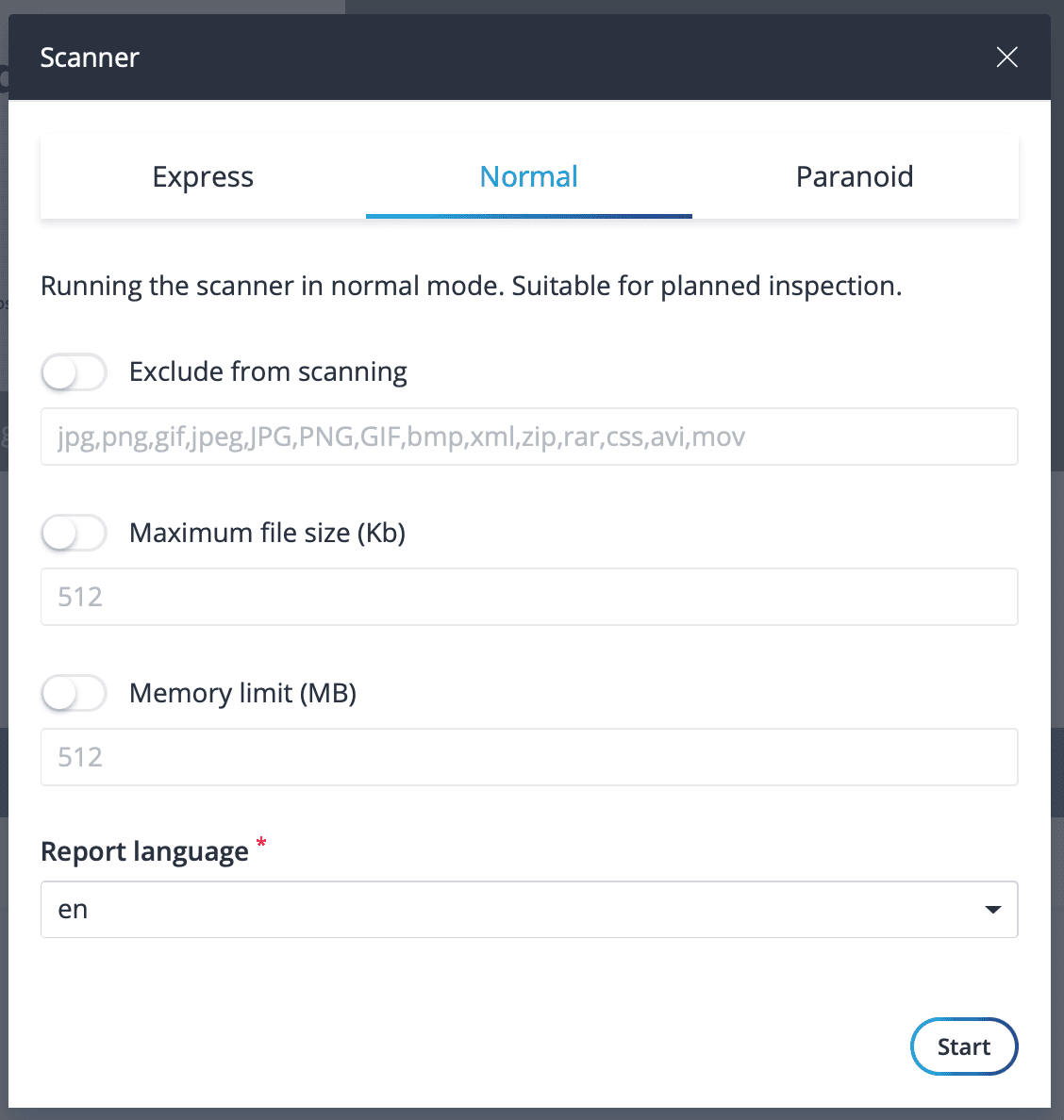 Scan malicious code on FASTPANEL