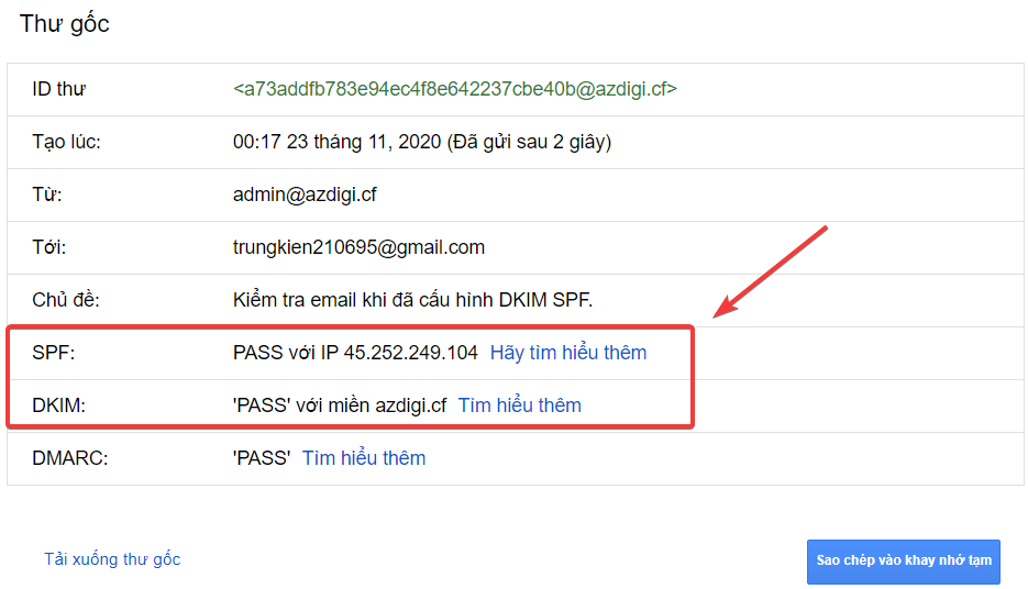 cấu hình DKIM SPF DMARC