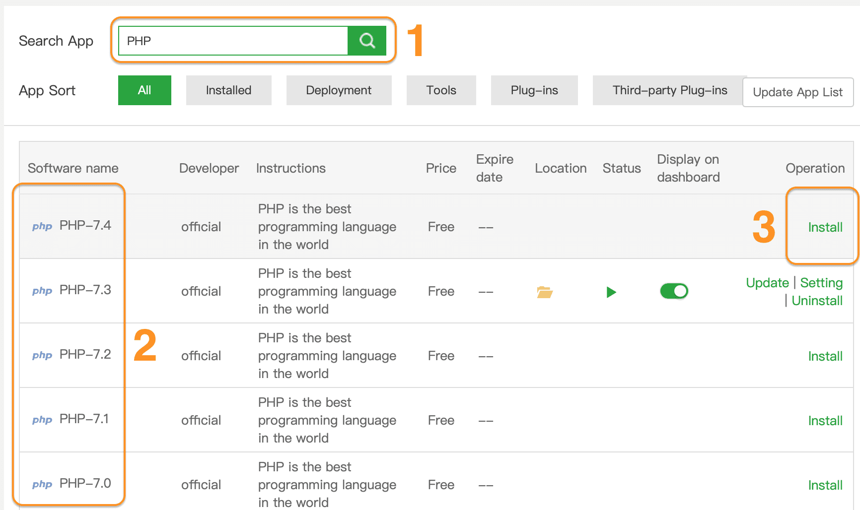 how to install multiple php aapanel