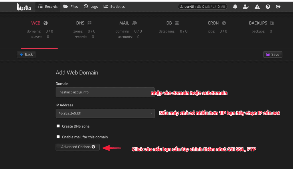 Transfer website data to HestiaCP