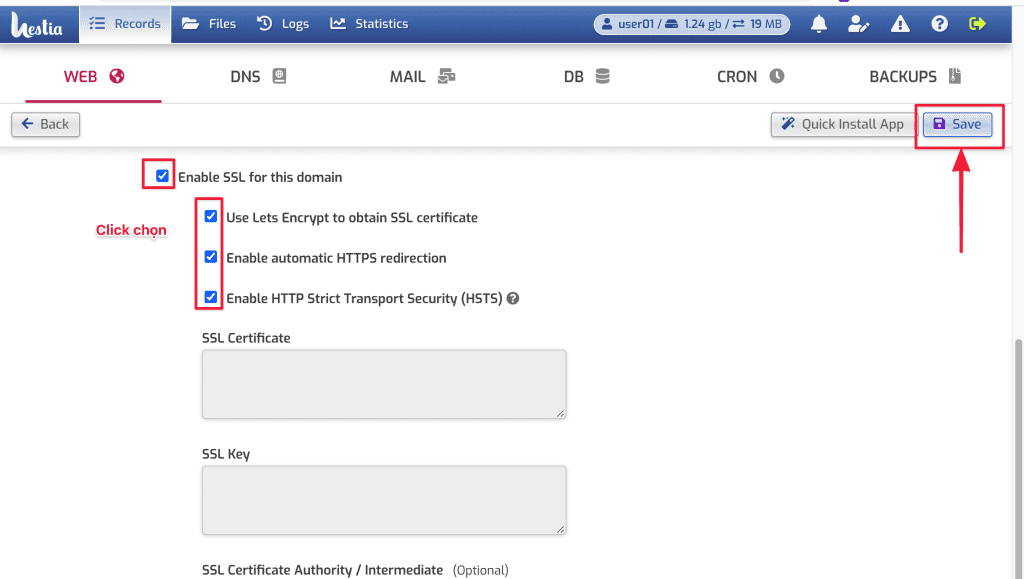 cài SSL trên HestiaCP