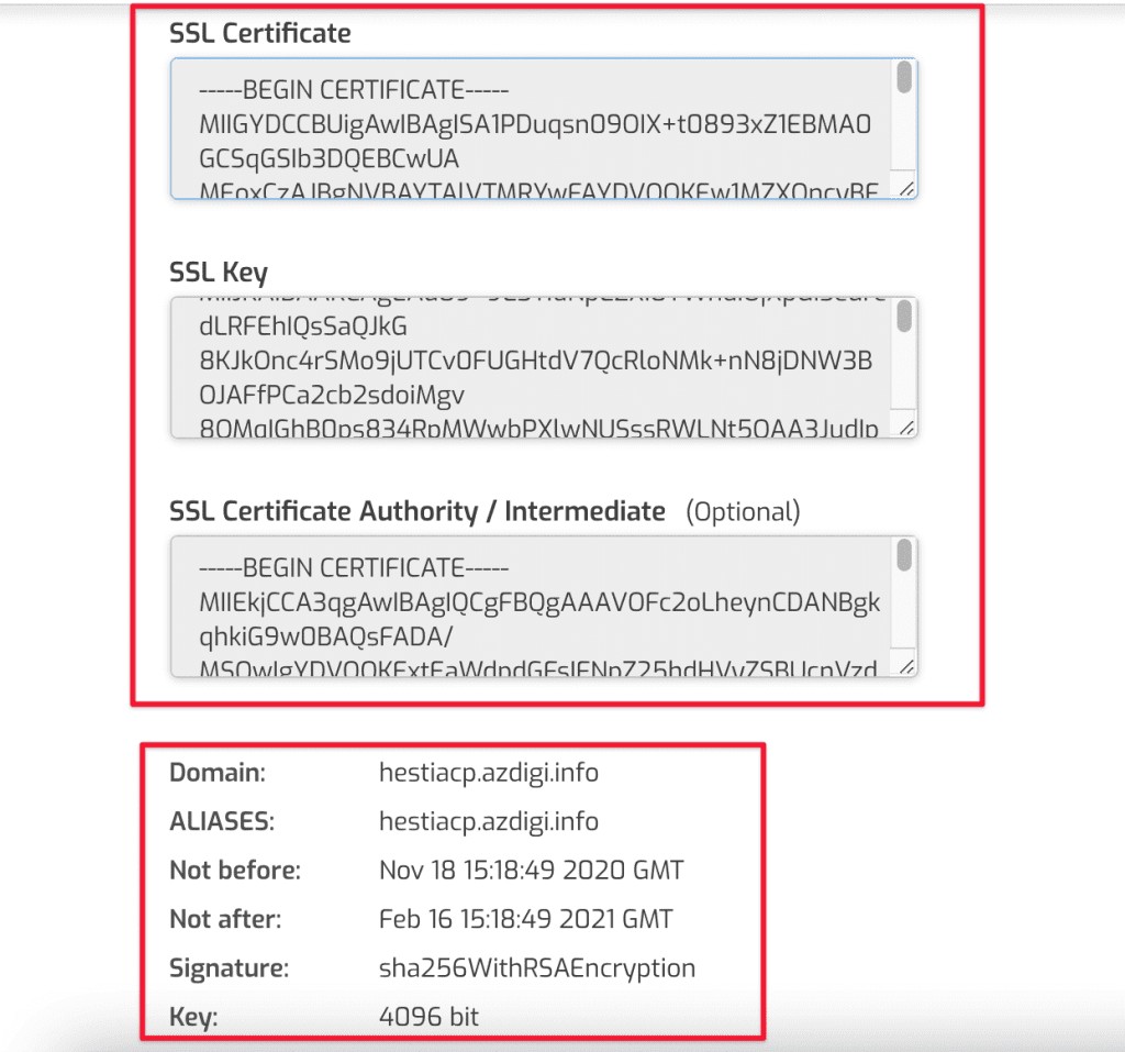 cài SSL trên HestiaCP