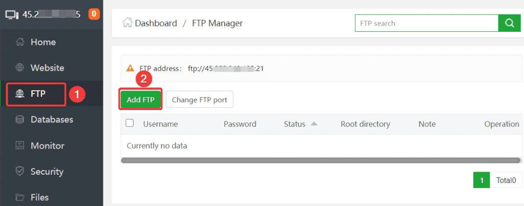 How to create and user FTP on aaPanel