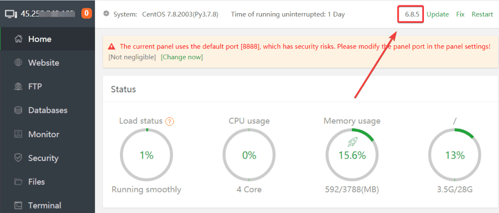 Hướng dẫn update version aaPanel