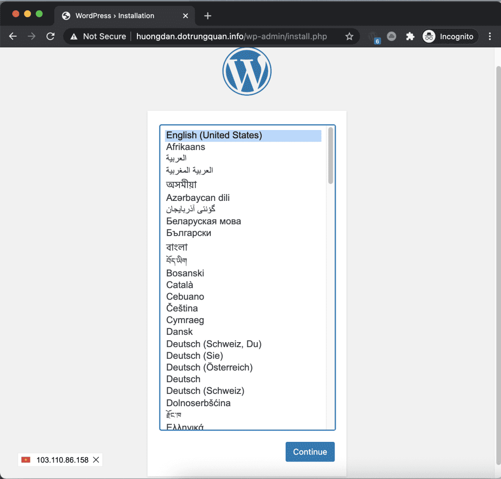 Install WordPress on Webinoly