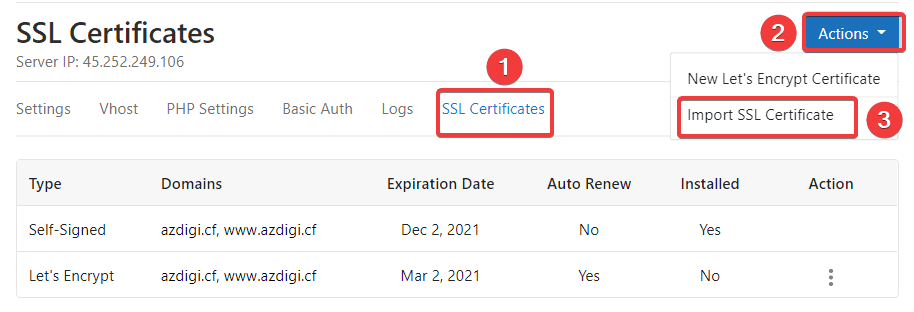 Install paid SSL on CloudPanel