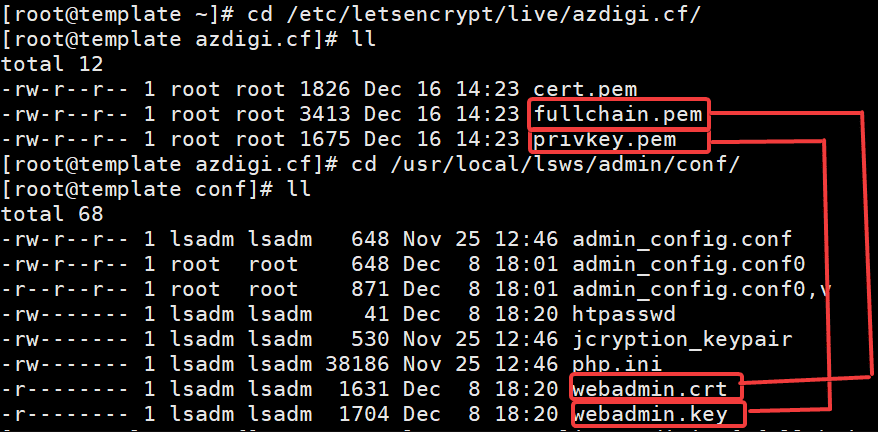 Install SSL for Webadmin Console OpenLiteSpeed