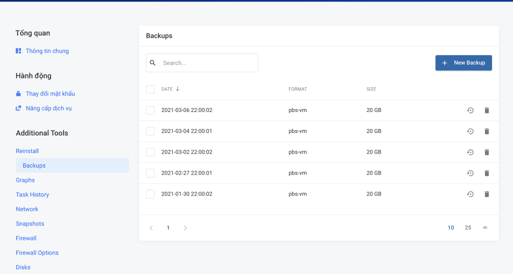 phục hồi lại máy chủ Turbo Cloud Server