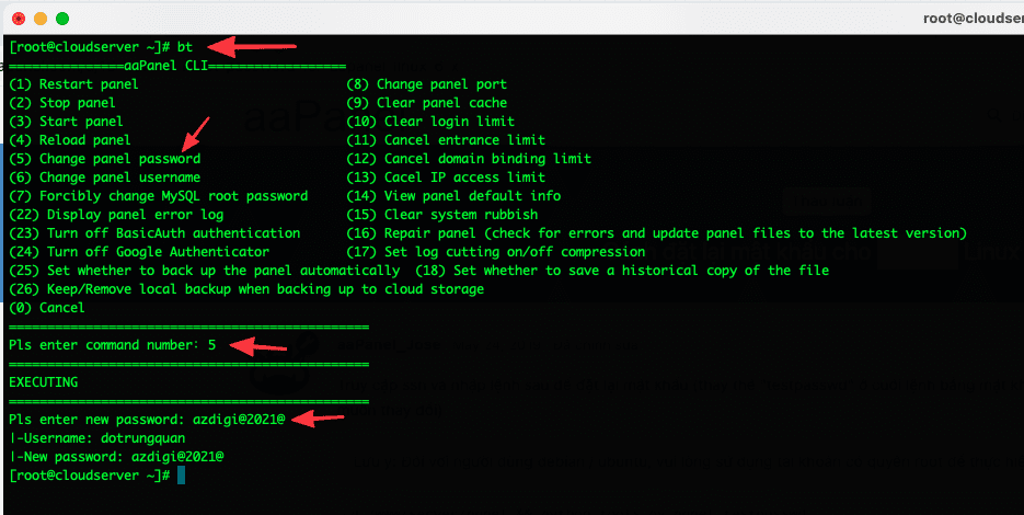 Hướng dẫn khôi phục mật khẩu aaPanel