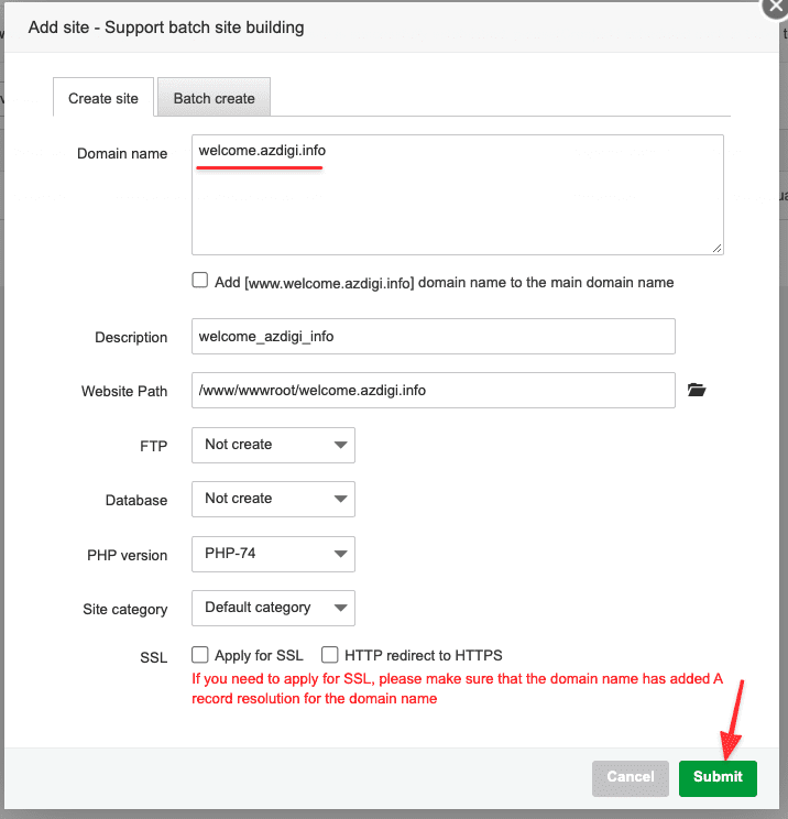 Change default page when accessing IP on aaPanel