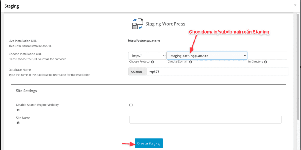 How to use WordPress Staging on cPanel